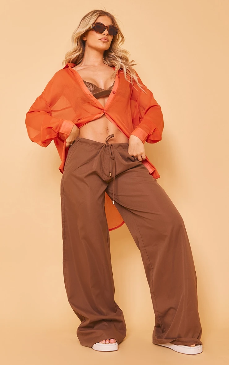 Rust Textured Button Up Back Shirt - Image 3