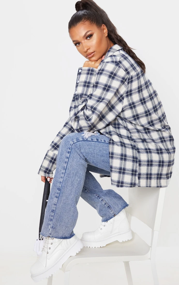 White Oversized Flannel Shirt - Image 4