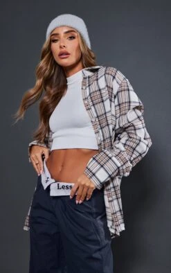 Sand Oversized Check Shirt