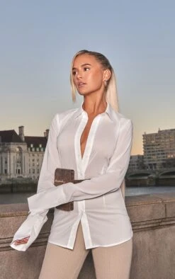 White Chiffon Fitted Shirt