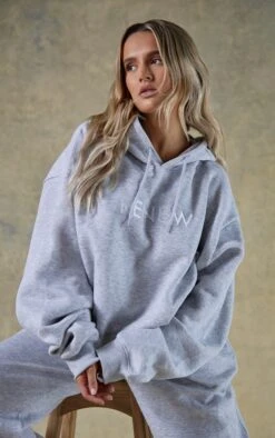 Renew Grey Oversized Embroidered Hoodie
