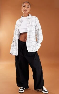 White Oversized Checked Shirt