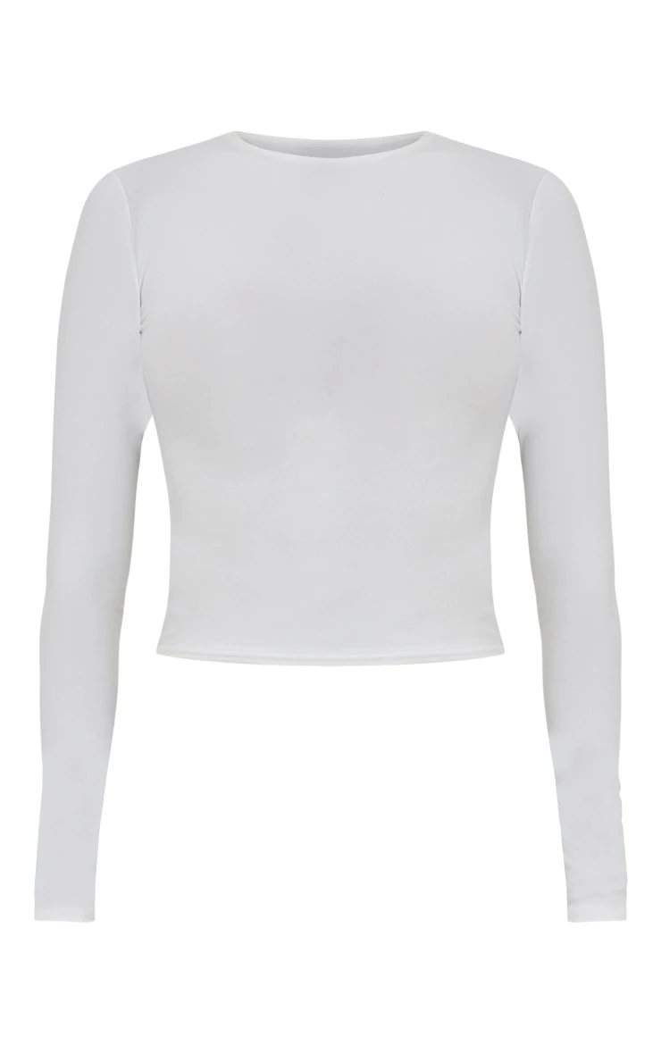White Soft Touch Long Sleeve Top - Image 5