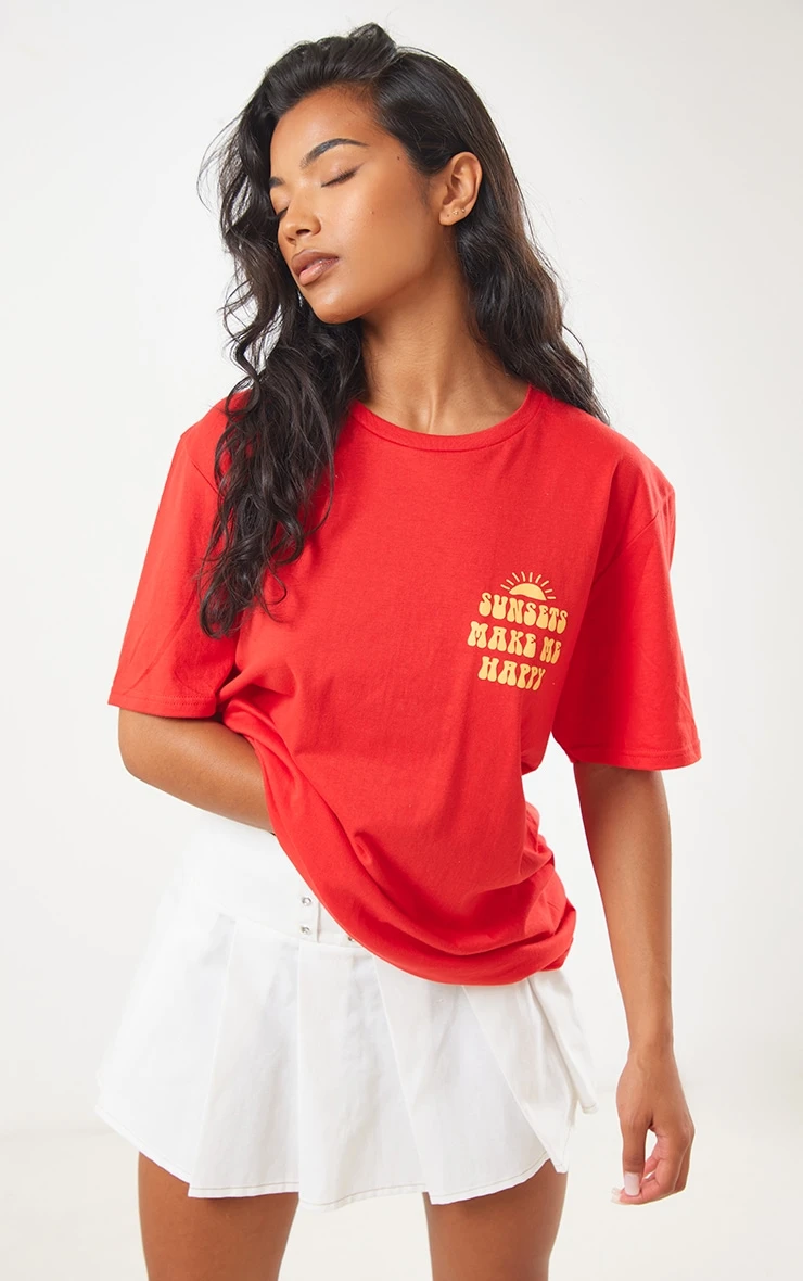 Red Sunset Printed T Shirt - Image 2