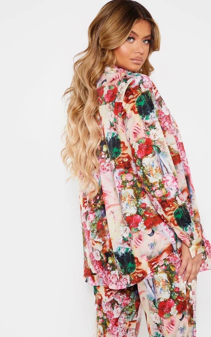 Rose Femme Renaissance Print Oversized Shirt - Image 2