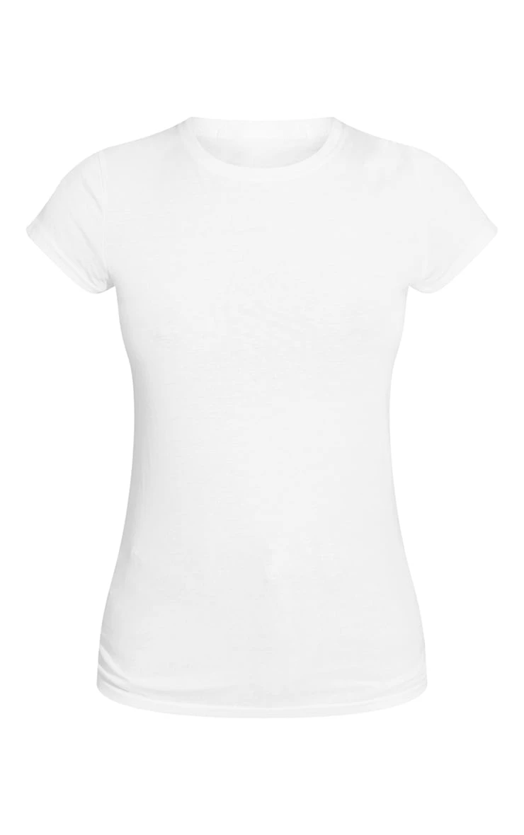 Cotton White Basic Slim Fit T-Shirt - Image 5