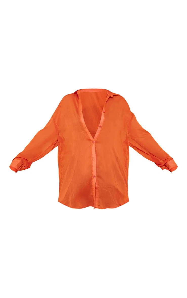 Rust Textured Button Up Back Shirt - Image 5