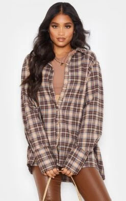 Brown Oversized Flannel Shirt