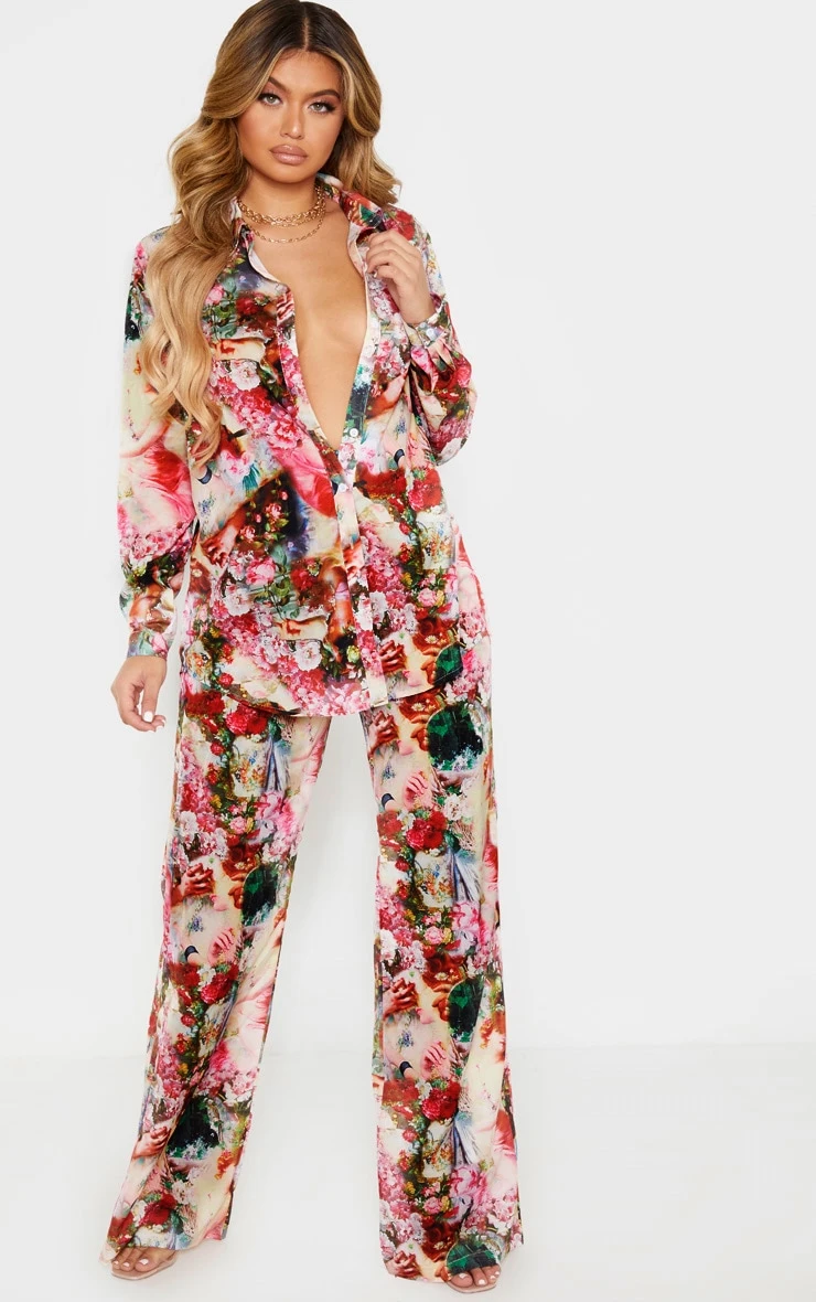 Rose Femme Renaissance Print Oversized Shirt - Image 4