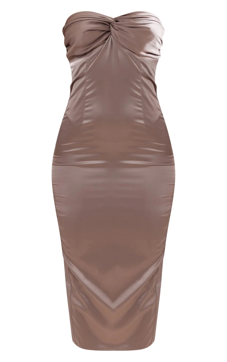 Charcoal Twist Knot Detail Midi Dress - Image 5