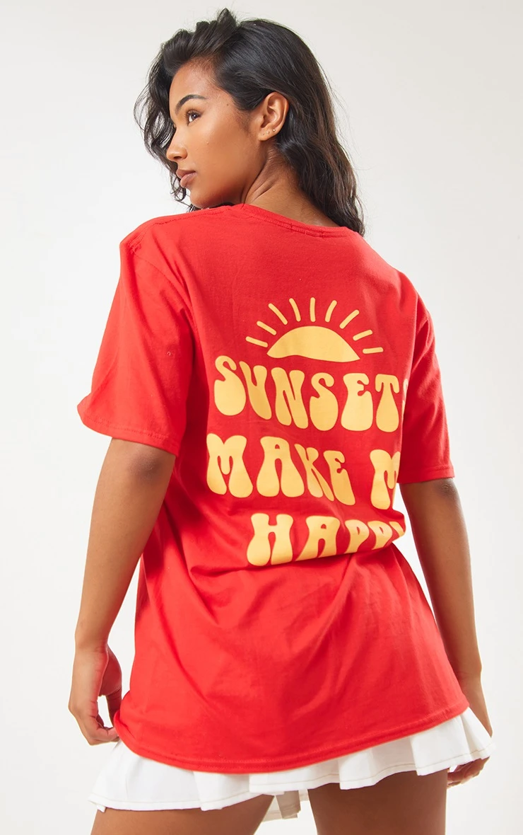 Red Sunset Printed T Shirt - Image 4