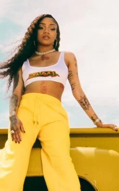 Kappa White Printed Logo Crop Top