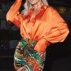 Orange Oversized Satin Shirt