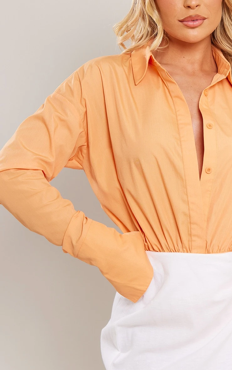 Orange Oversized Shirt Bodysuit - Image 4