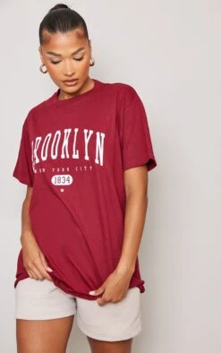 Red Brooklyn Print T Shirt