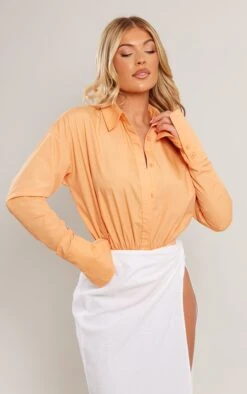 Orange Oversized Shirt Bodysuit