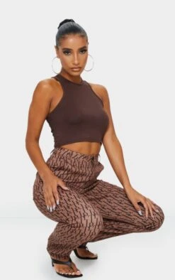 Basic Chocolate Jersey Racerback Crop Top