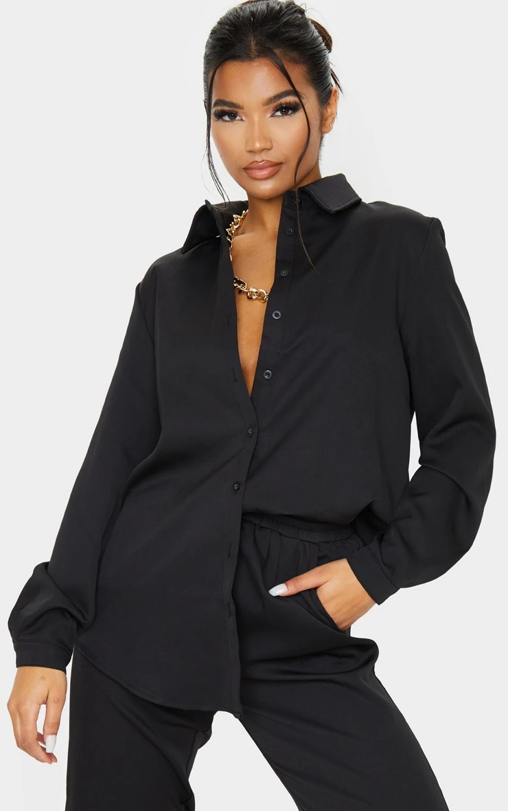 Black Oversized Long Sleeve Shirt