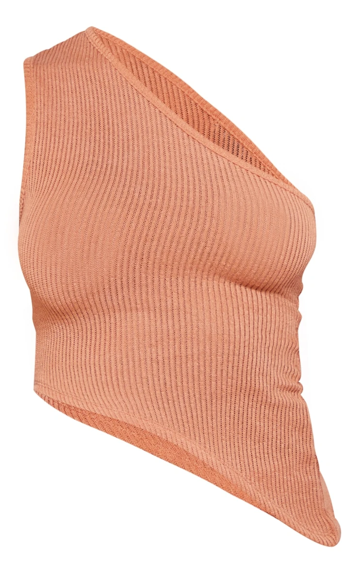 Clay Sheer Soft Rib One Shoulder Asymmetric Top - Image 5