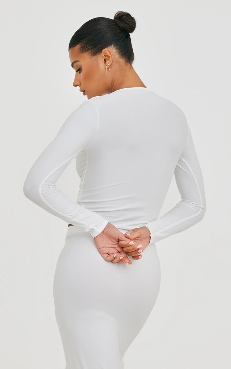 White Soft Touch Long Sleeve Top - Image 2