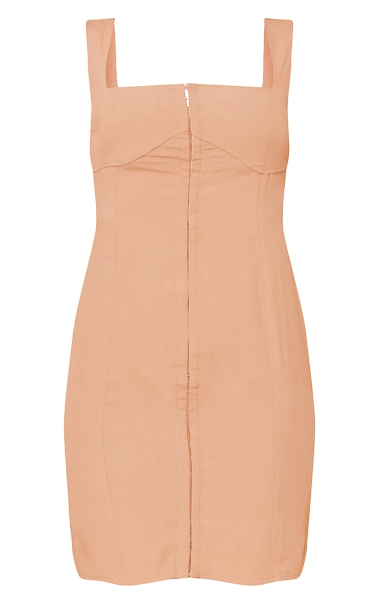 Stone Chiffon Hook & Eye Binding Detail Bodycon Dress - Image 5