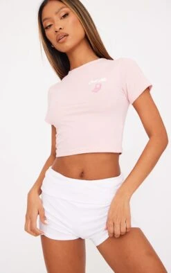 Pink Call Me Bubble Print Fitted Crop T Shirt