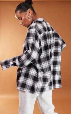 Black Oversized Checked Shirt