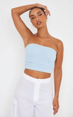 Blue Contour Rib Tube Top