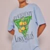 Baby Blue County Tennis Print T Shirt