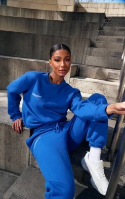 PRETTYLITTLETHING Bright Blue Est 2012 Oversized Sweatshirt